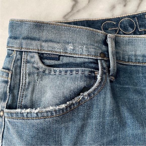 Goldsign Stevie Denim Patchwork high rise straight leg jeans - Picture 8 of 15